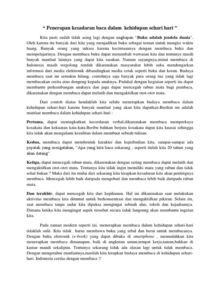 Pentingnya Membaca Dalam Kehidupan Sehari Hari | PDF