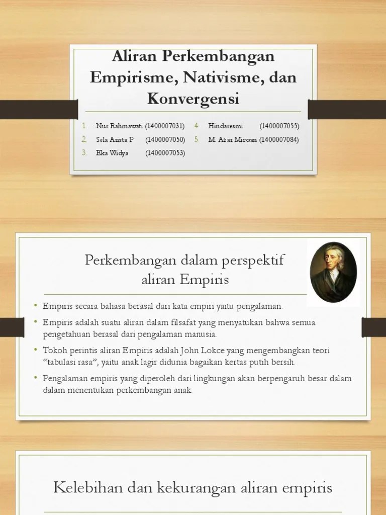 11 Aliran Perkembangan Empirisme Nativisme Dan Konvergensi | PDF