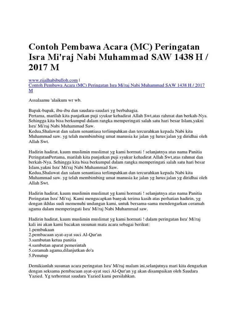 Contoh Pembukaan Pidato Isra Miraj