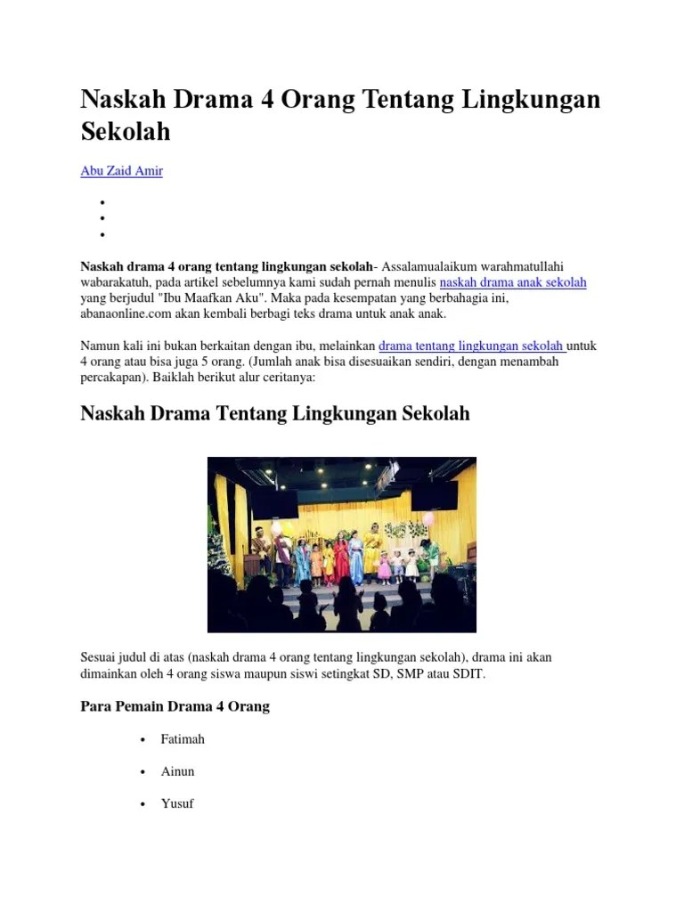 Naskah Drama 4 Orang Tentang Lingkungan Sekolah | PDF