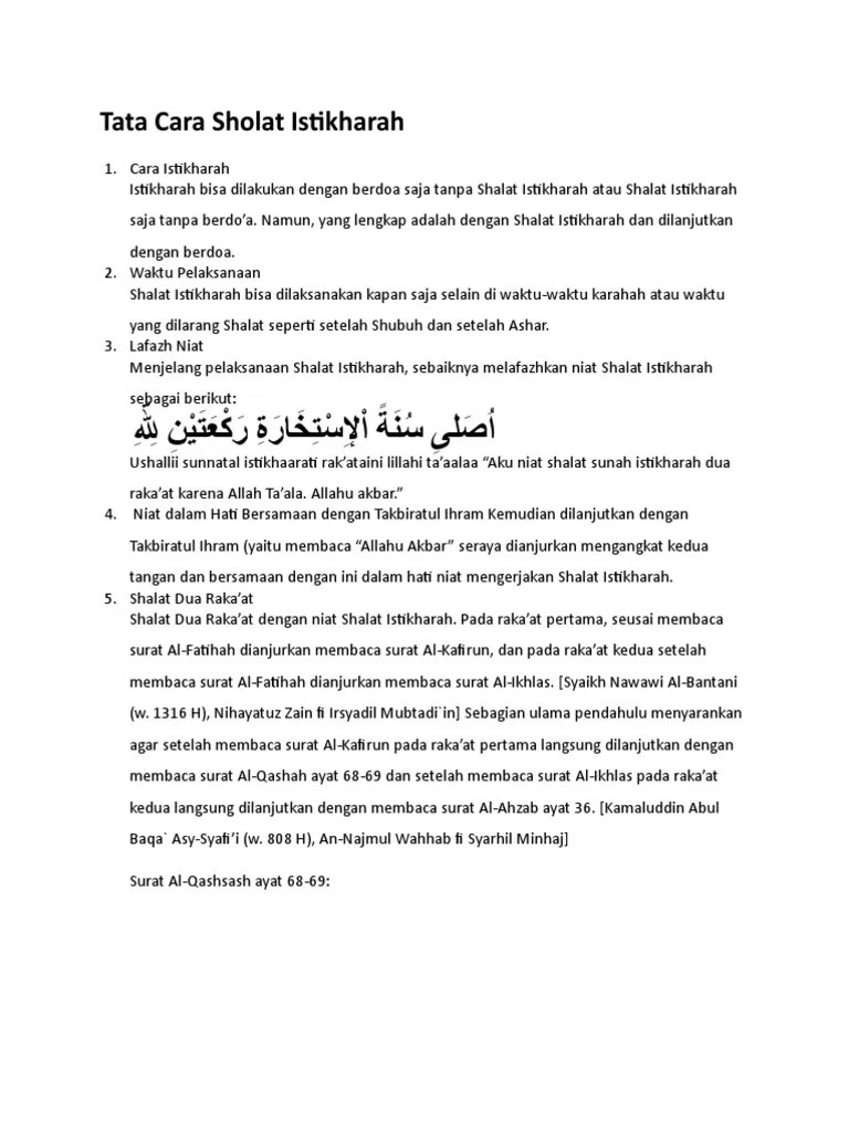 Tata Cara Sholat Istikharah | PDF
