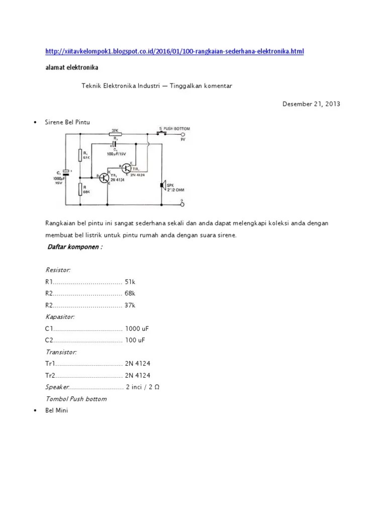 Rangkaian Bel Sederhana | PDF