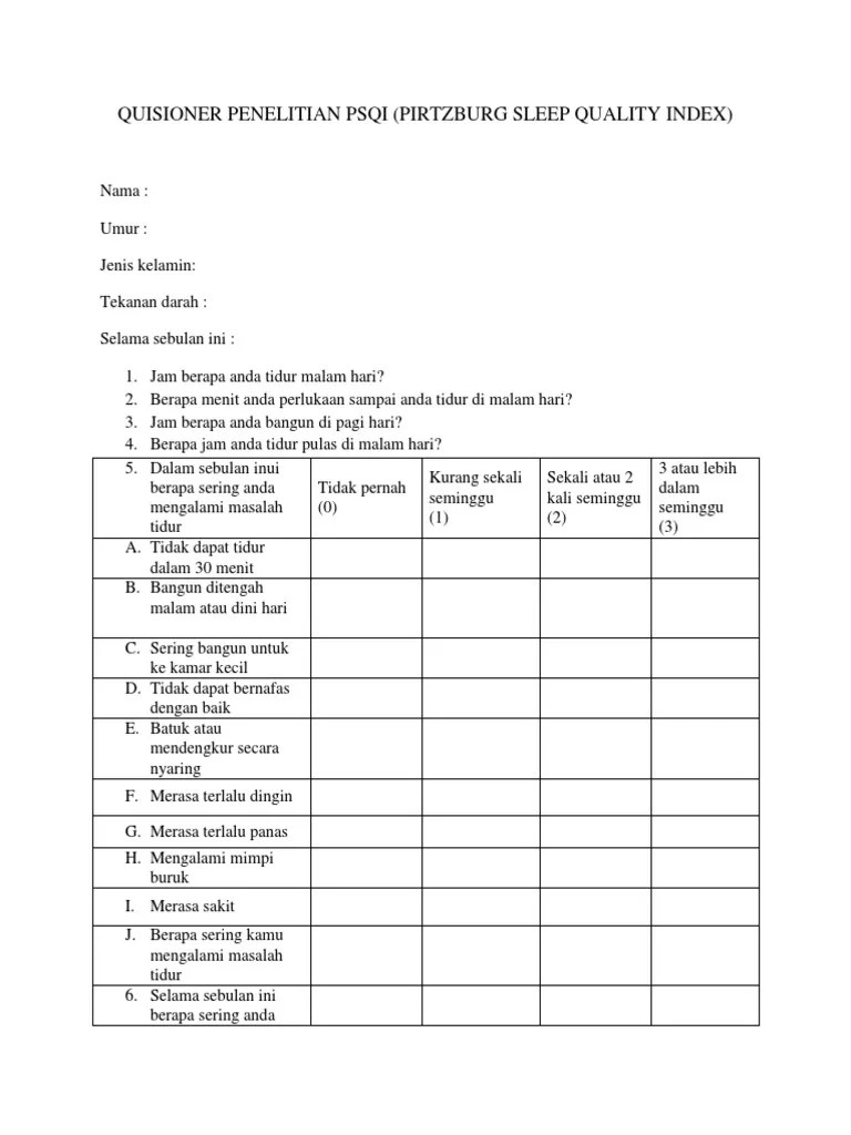 Psqi Quisioner | PDF