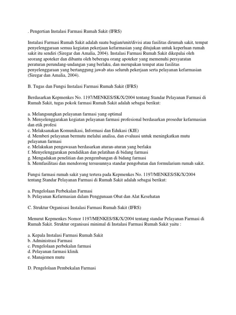 Pengertian Instalasi Farmasi Rumah Sakit | PDF