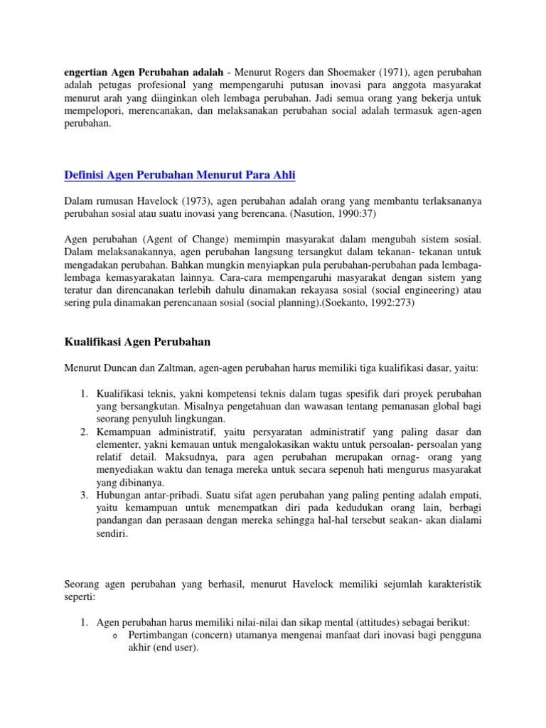 Lembaga Sosial Yang Merupakan Agen Perubahan Sosial Agent Of Change Adalah  Lembaga – Tulisan