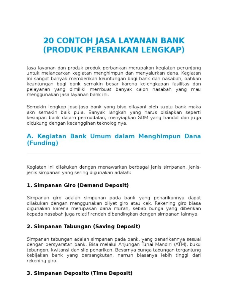 20 Contoh Jasa Layanan Bank | PDF