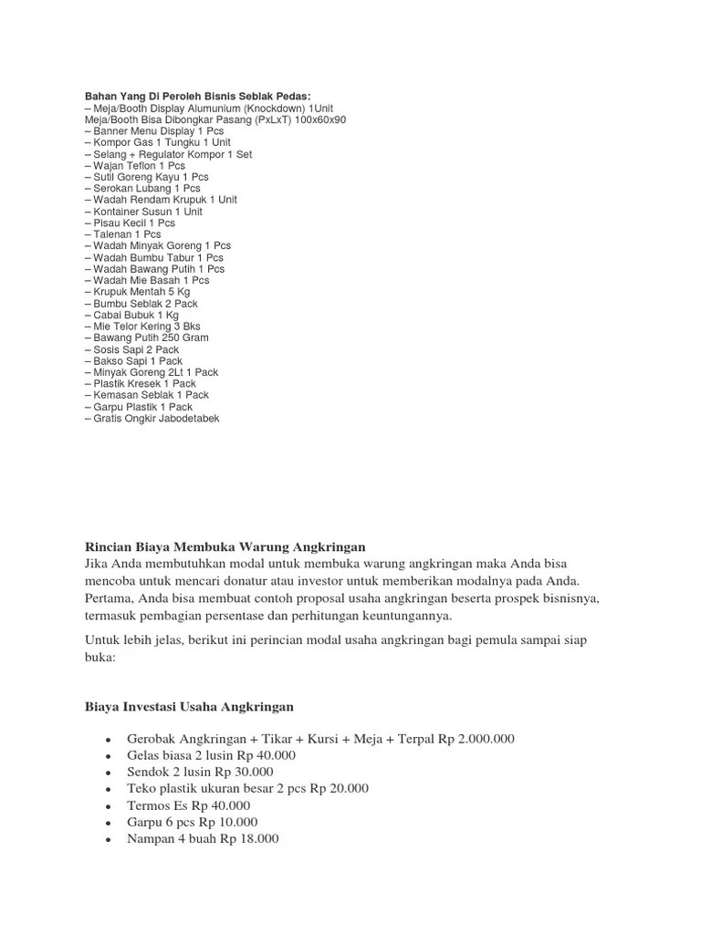 Contoh Proposal Usaha Angkringan Pdf - Revisi Id
