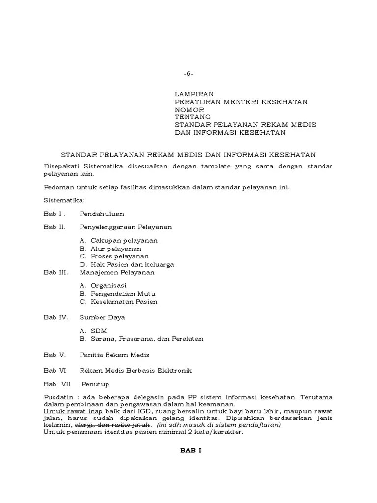 DRAFT Standar Pelayanan RMIK | PDF