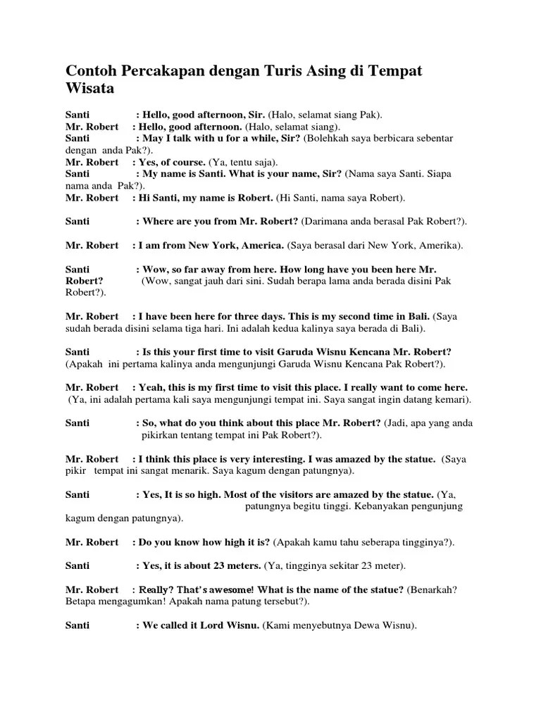 Percakapan Dengan Turis Asing Di Tempat Wisata | PDF
