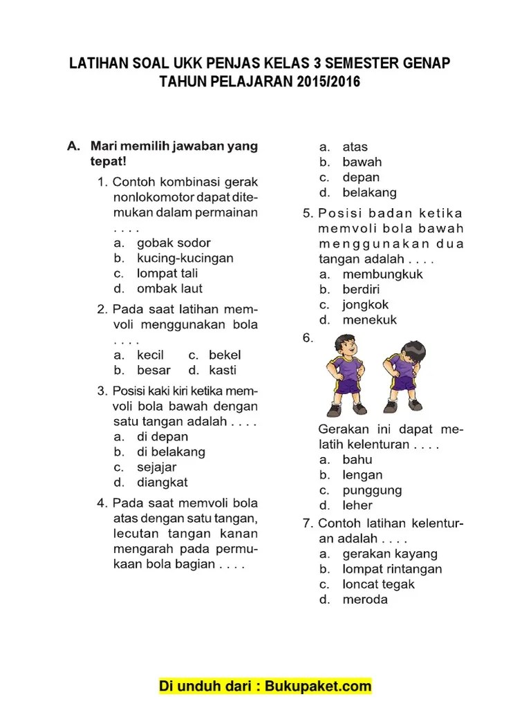 Soal Uts Penjaskes Pjok Kelas 3 Sd Semester 2 Genap