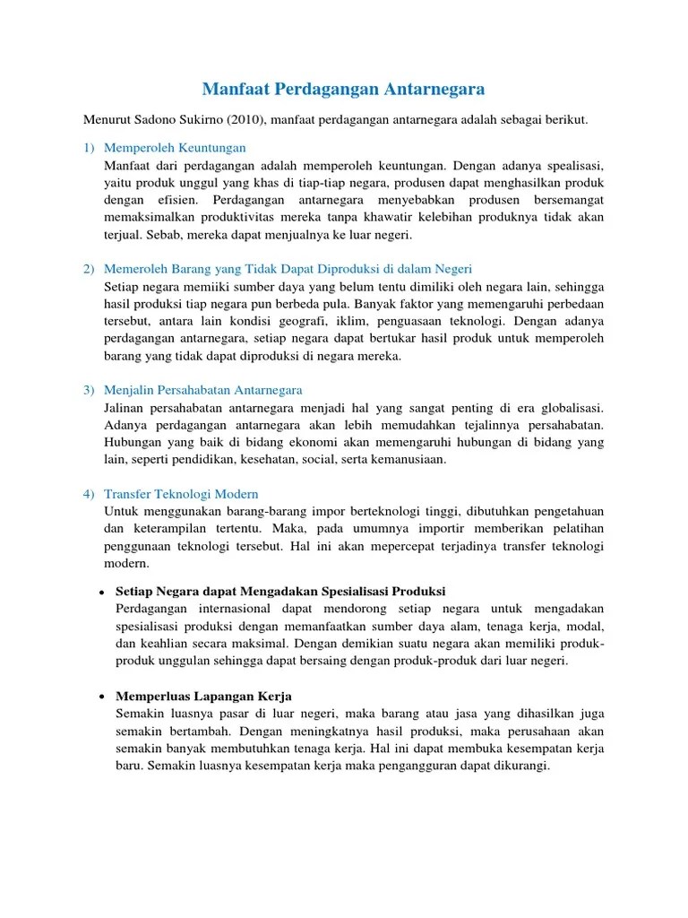 Manfaat Perdagangan Antarnegara | PDF