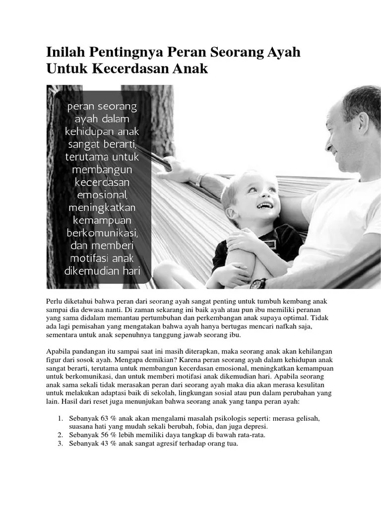 Inilah Pentingnya Peran Seorang Ayah Untuk Kecerdasan Anak | PDF