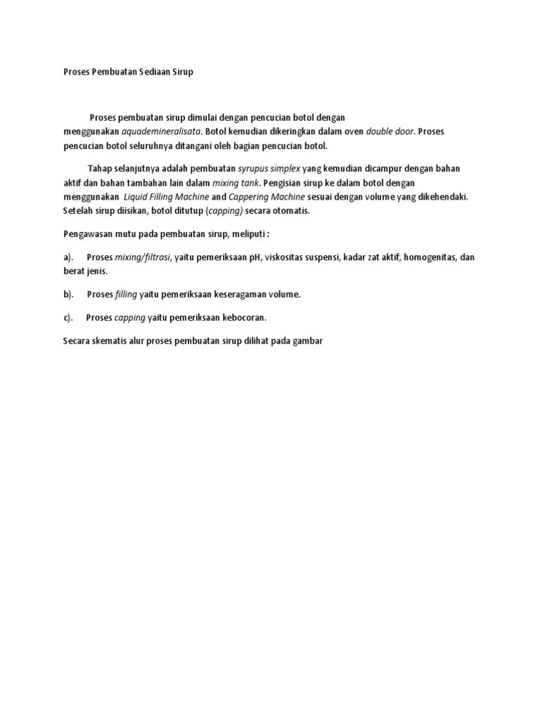 Proses Pembuatan Sediaan Sirup | PDF