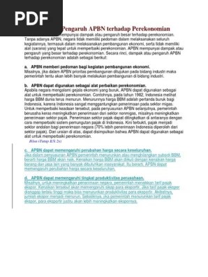 Dampak Atau Pengaruh APBN Terhadap Perekonomian | PDF