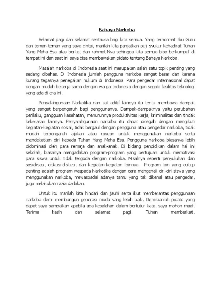 Pidato Tentang Bahaya Narkoba | PDF