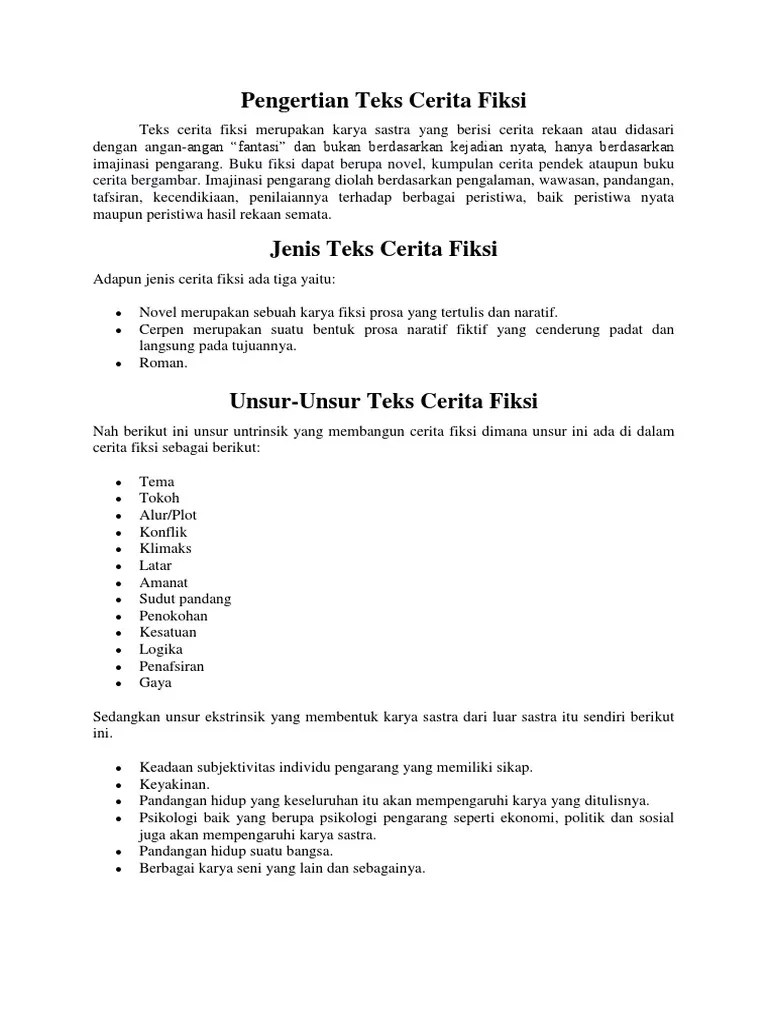 Pengertian Teks Cerita Fiksi | PDF