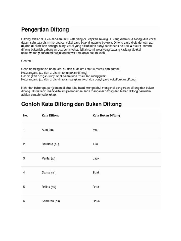 Pengertian Diftong | PDF