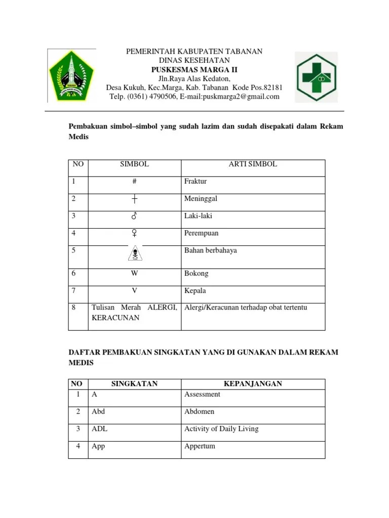 Pembakuan Singkatan Puskesmas Marga II (2) . | PDF