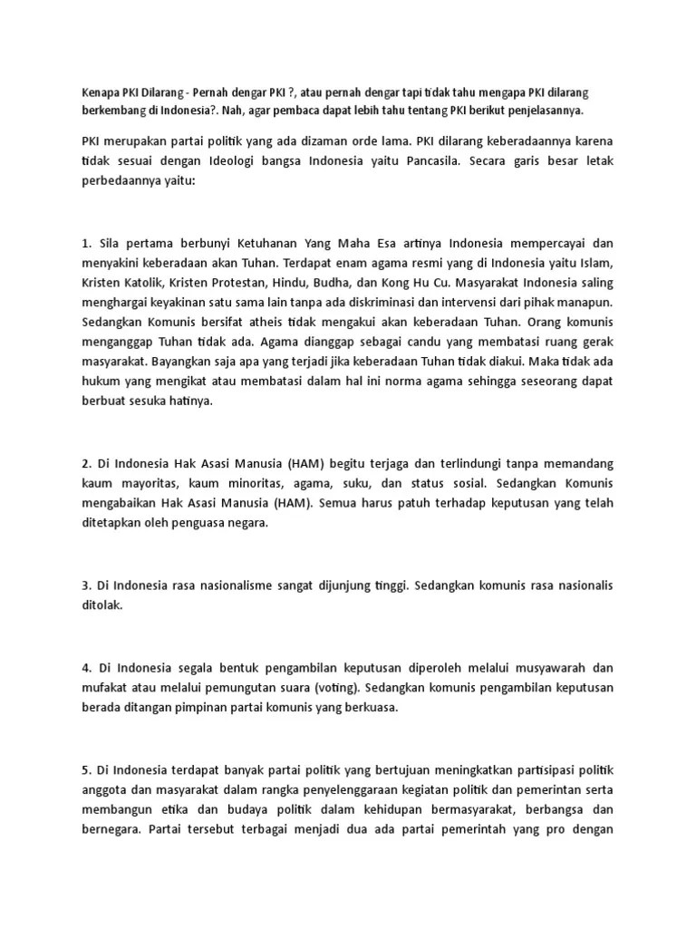 Kenapa PKI Dilarang | PDF