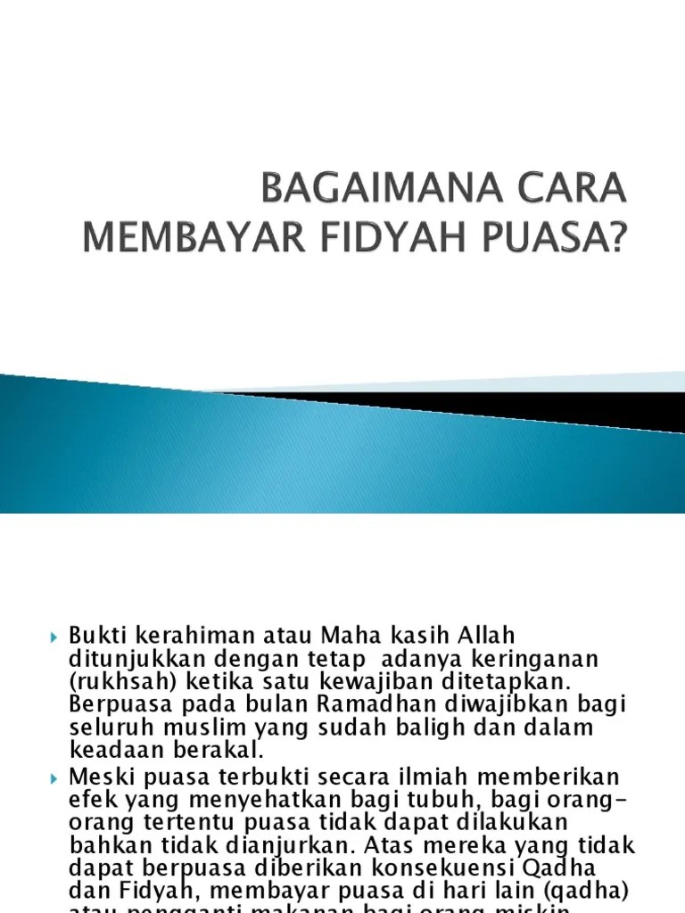 Bagaimana Cara Membayar Fidyah Puasa Fix | PDF