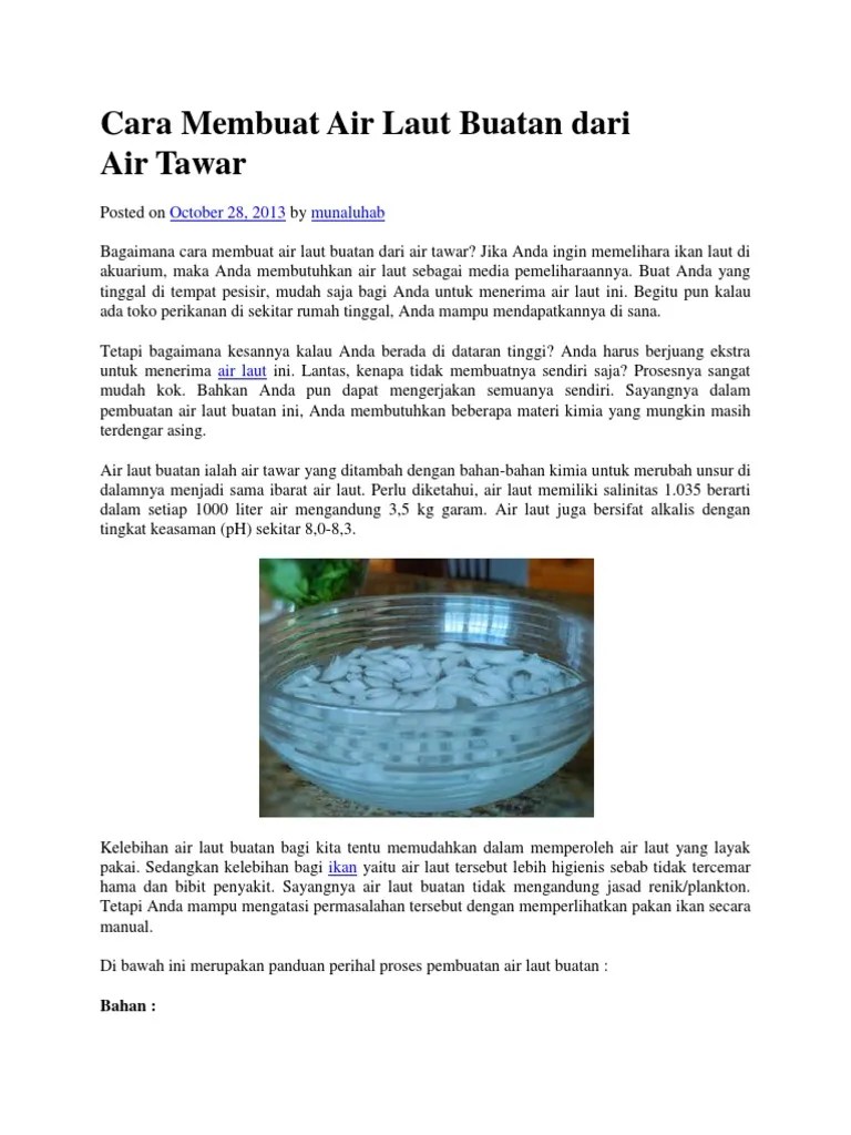 Cara Membuat Air Laut Buatan Dari Air | PDF