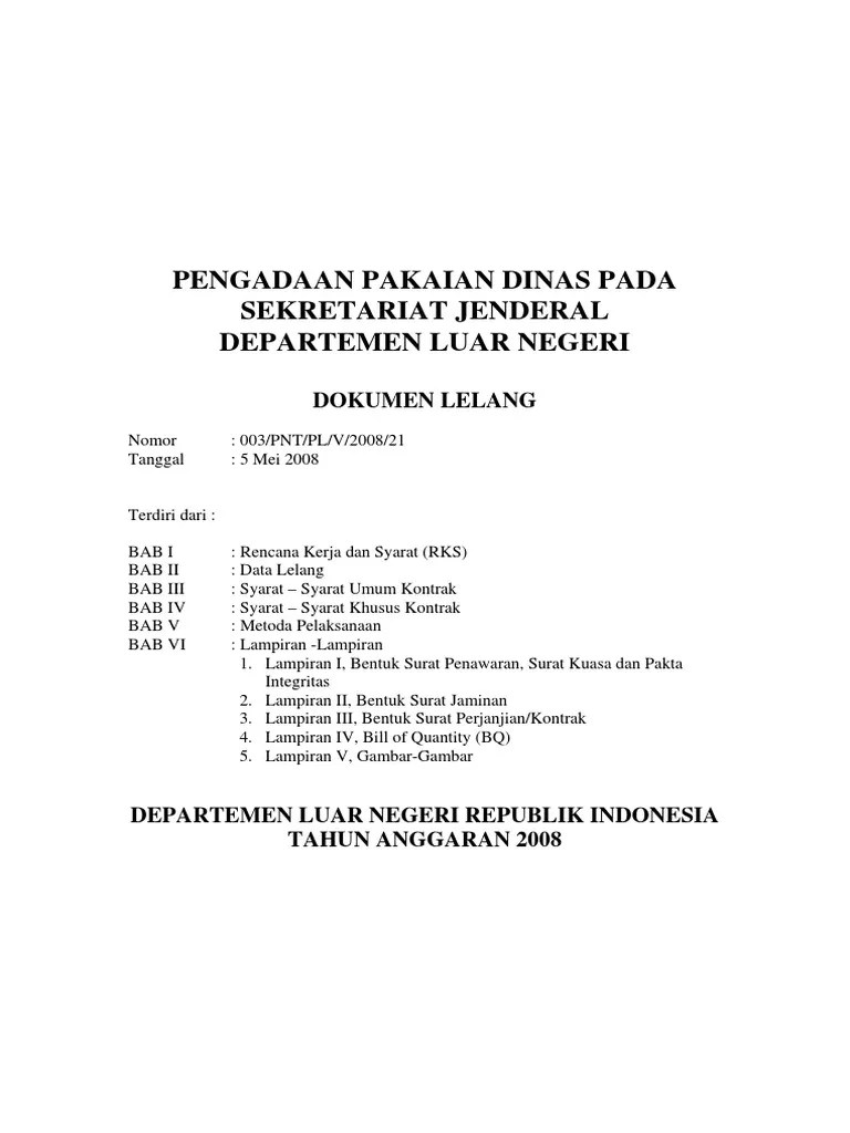 Rks Pengadaan Pakaian Dinas | PDF