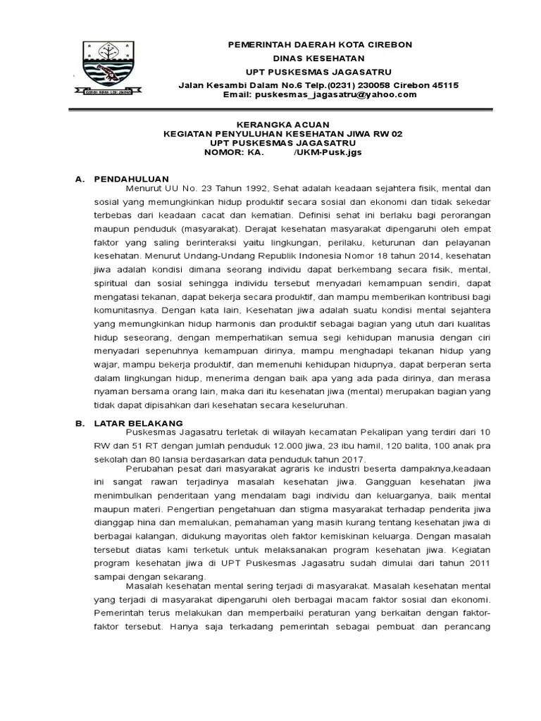 Kerangka Acuan Penyuluhan Keswa RW 02 | PDF