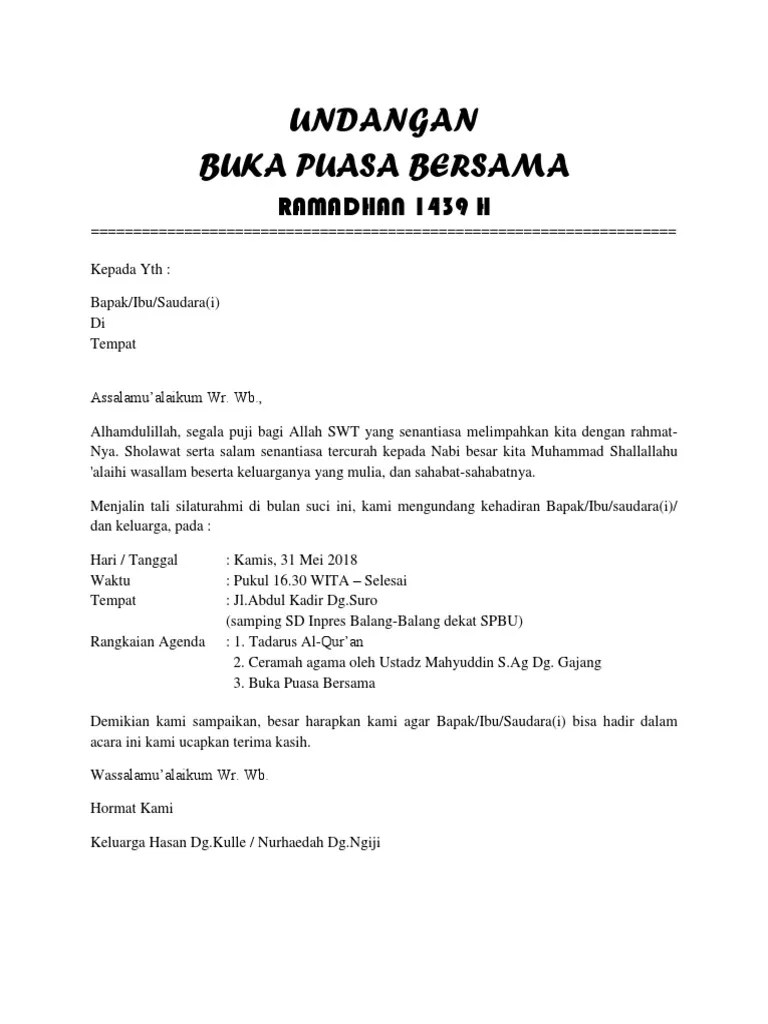 Surat Undangan Buka Bersama | PDF