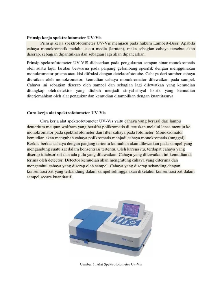 Prinsip Kerja Spektrofotometer UV | PDF