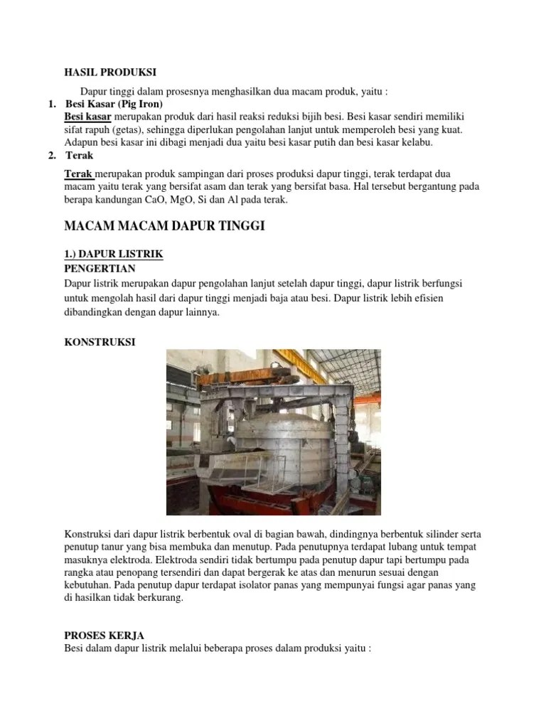 HASIL PRODUKSI Dapur | PDF