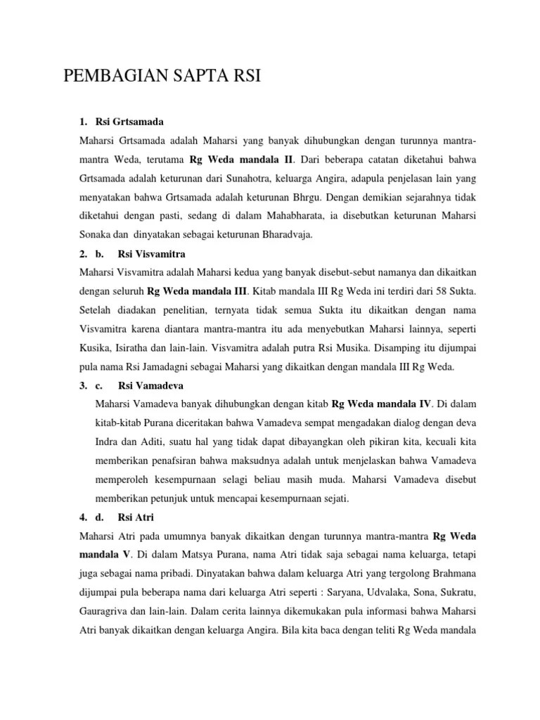 Weda Merupakan Kumpulan Mantra Mantra Karena Itu Disebut - Sebutkan  Mendetail
