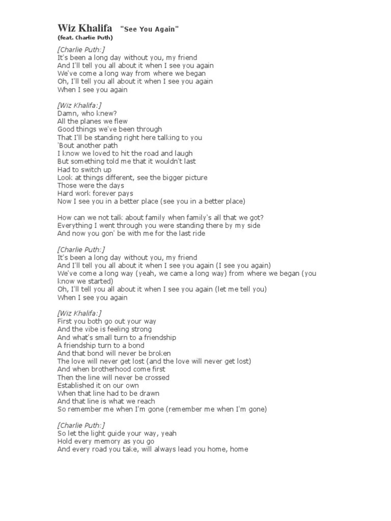 See You Again Lyrics | PDF | Leisure