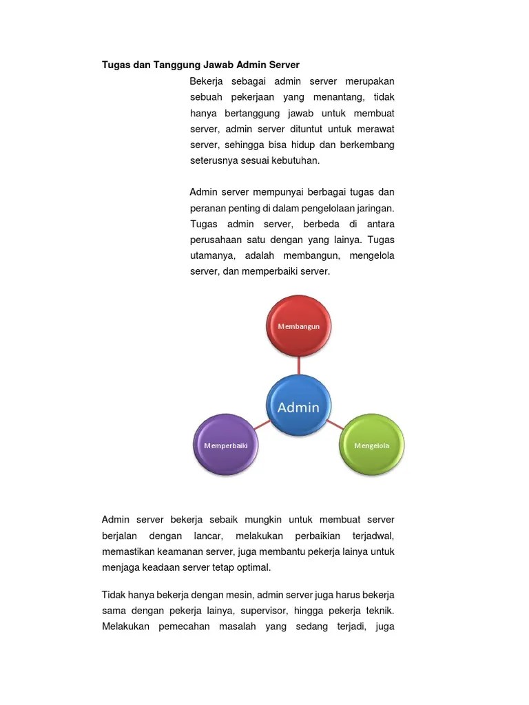 Tugas Dan Tanggung Jawab Admin Server | PDF