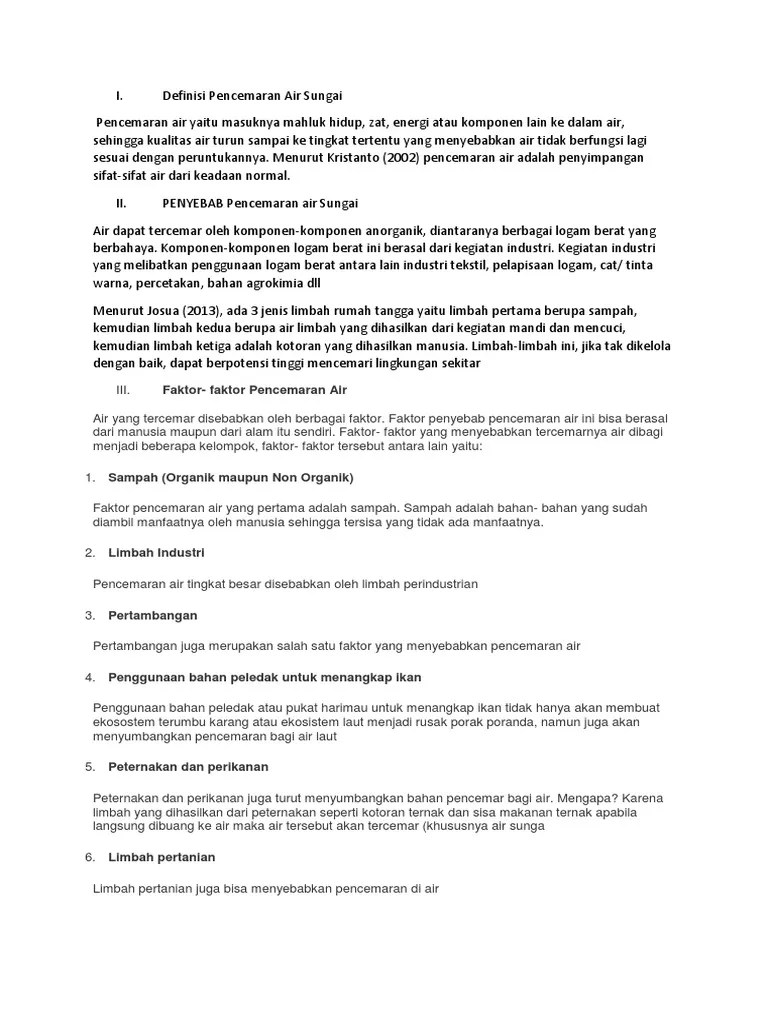 Definisi Pencemaran Air Sungai | PDF