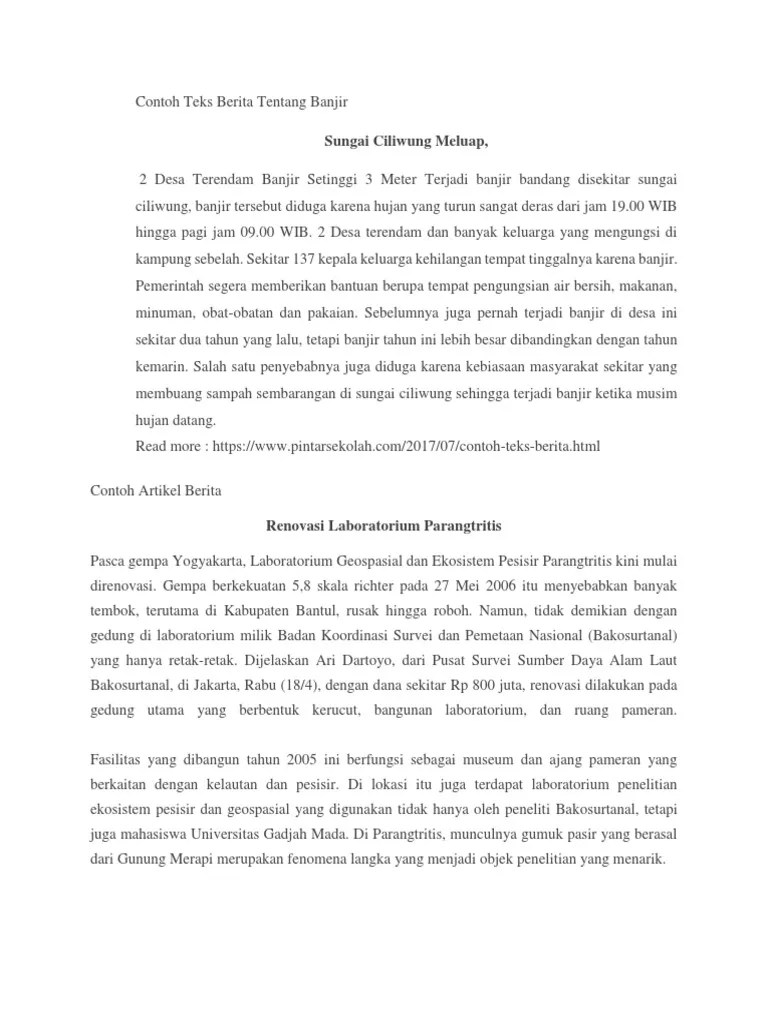 Contoh Laporan Berita Tentang Banjir