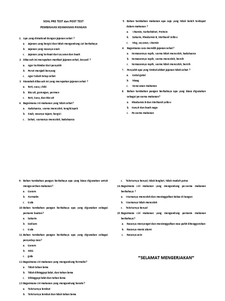 Soal Pre Test Dan Post Test | PDF