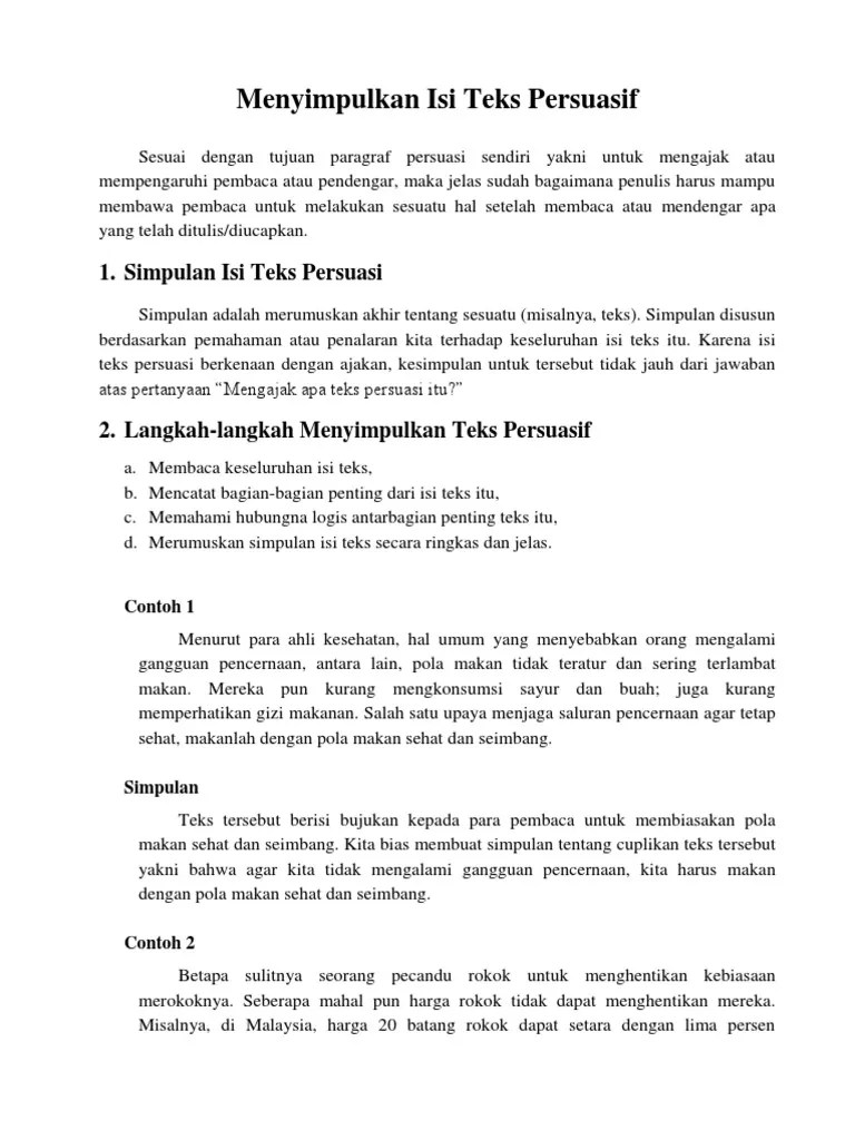 Menyimpulkan Isi Teks Persuasif | PDF
