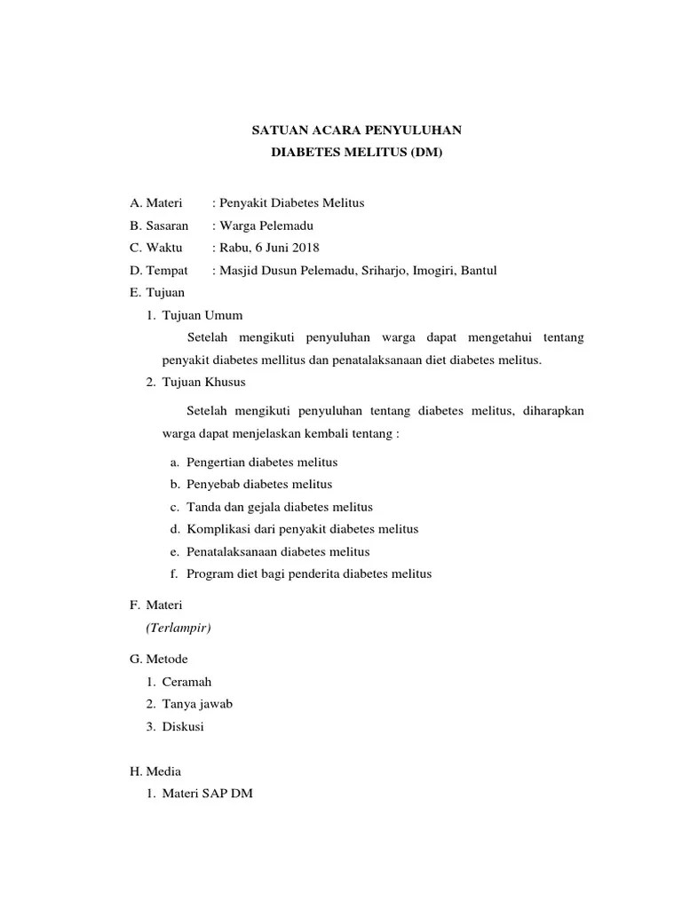 Satuan Acara Penyuluhan DM | PDF