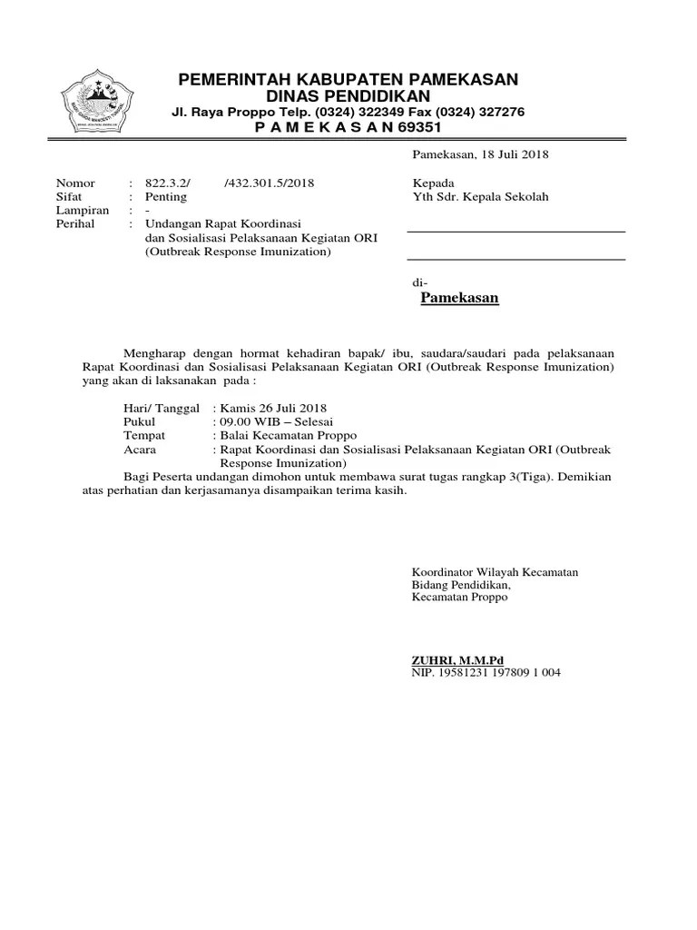 Contoh Surat Undangan Rapat Koordinasi Perusahaan