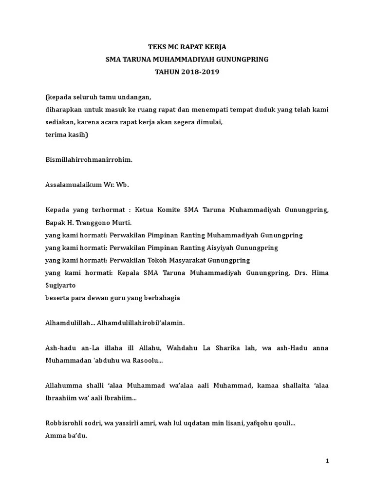 Contoh Pembukaan Jadi Mc Rapat - Kumpulan Contoh Teks Muqadimah Pidato