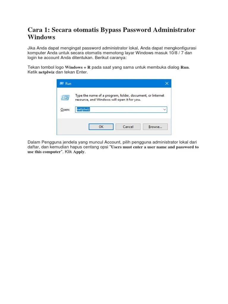 Bypass Password Administrator Windows | PDF