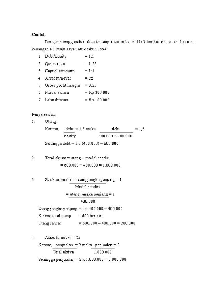 Contoh Soal Dan Penyelesaian Laporan Keuangan - Seputar Laporan