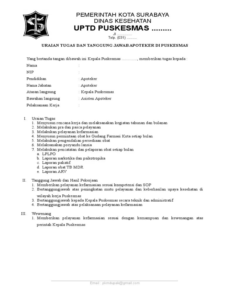 Uraian Tugas Asisten Apoteker Di Puskesmas – Beinyu.com