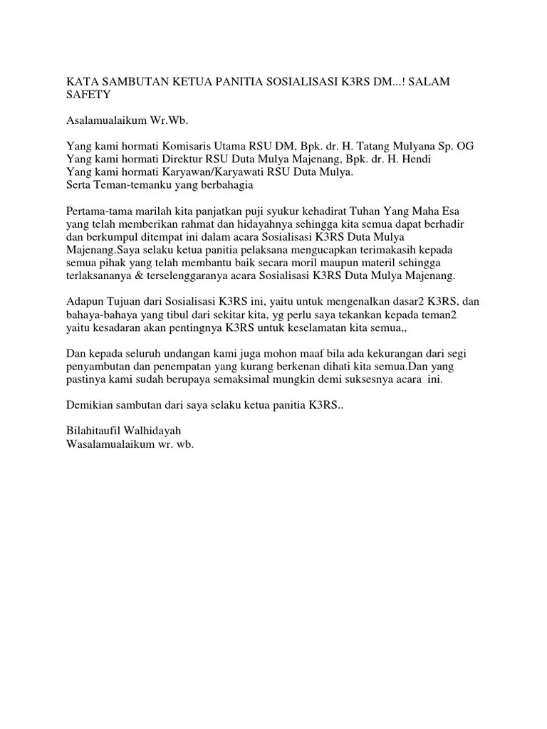 Contoh Kata Sambutan Ketua Panitia Paskah