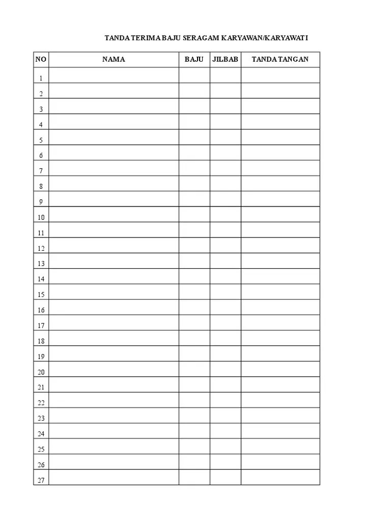 Tanda Terima Baju Seragam | PDF
