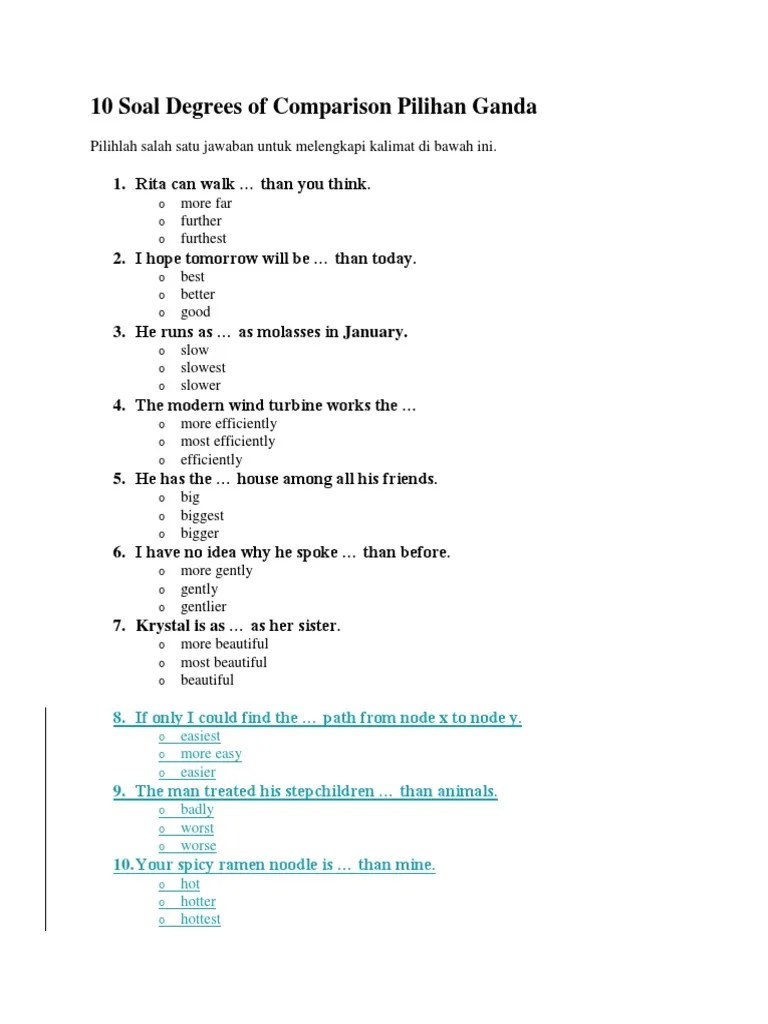 Contoh Soal Adjective Pilihan Ganda Dan Jawabannya - Contoh Soal Terbaru
