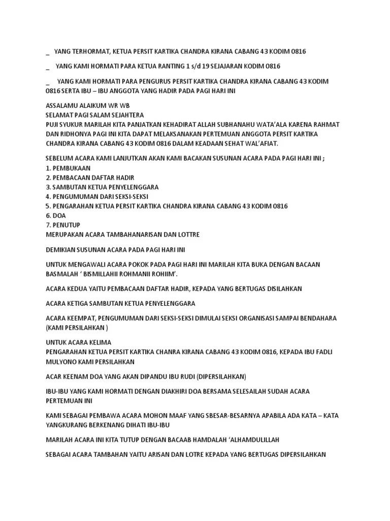 Teks MC Persit | PDF