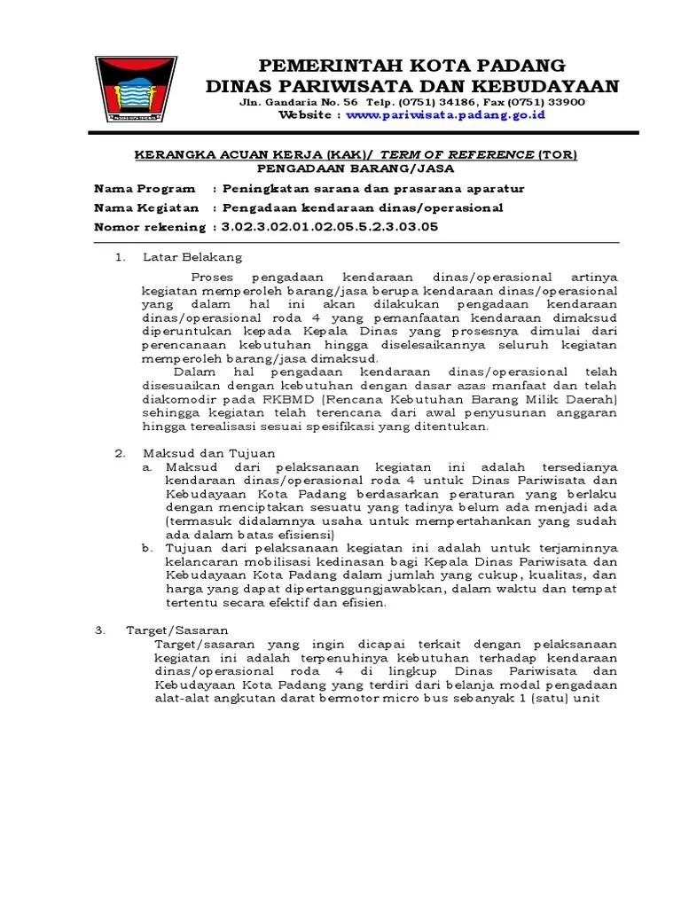 Kak Pengadaan Kendaraan Dinas | PDF