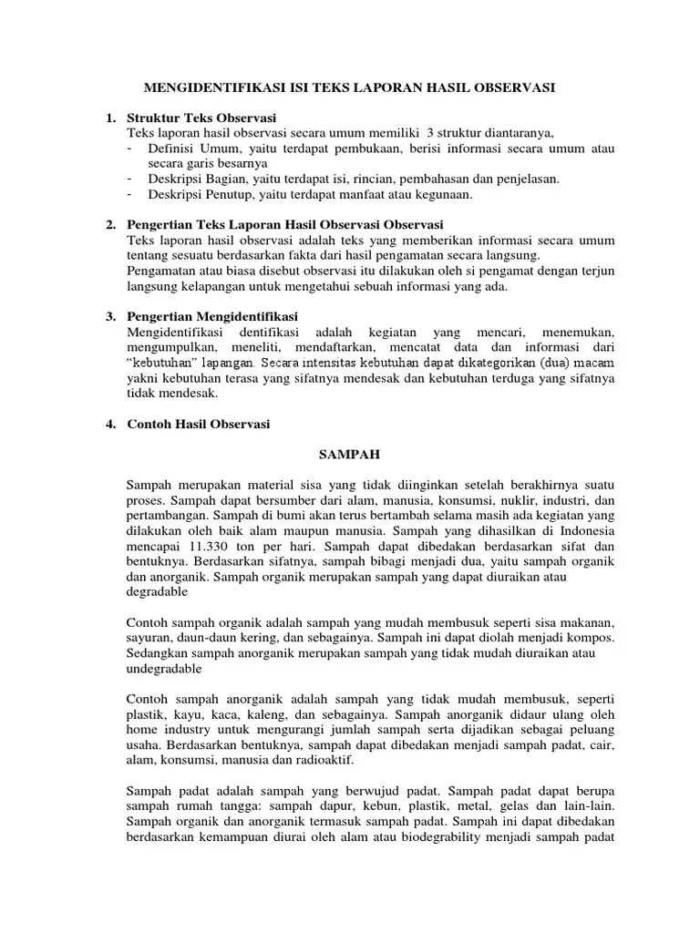 Mengidentifikasi Teks Laporan Hasil Observasi – Rasanya