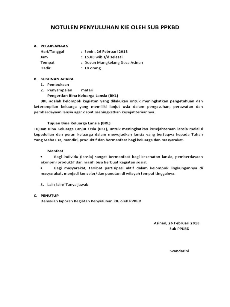 Notulen Penyuluhan Kie BKL | PDF